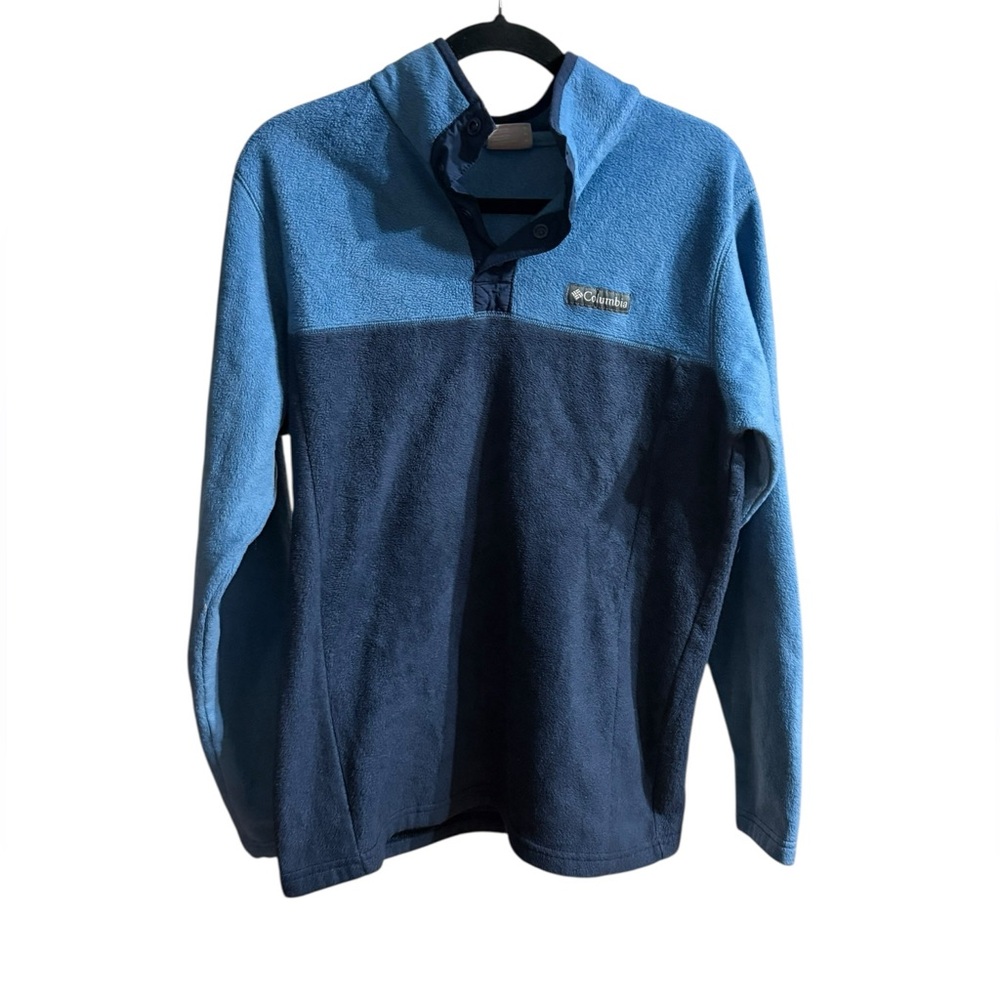 Columbia Fleece Pullover Jacket Blue Colorblock Quarter Snap Sz M Womens